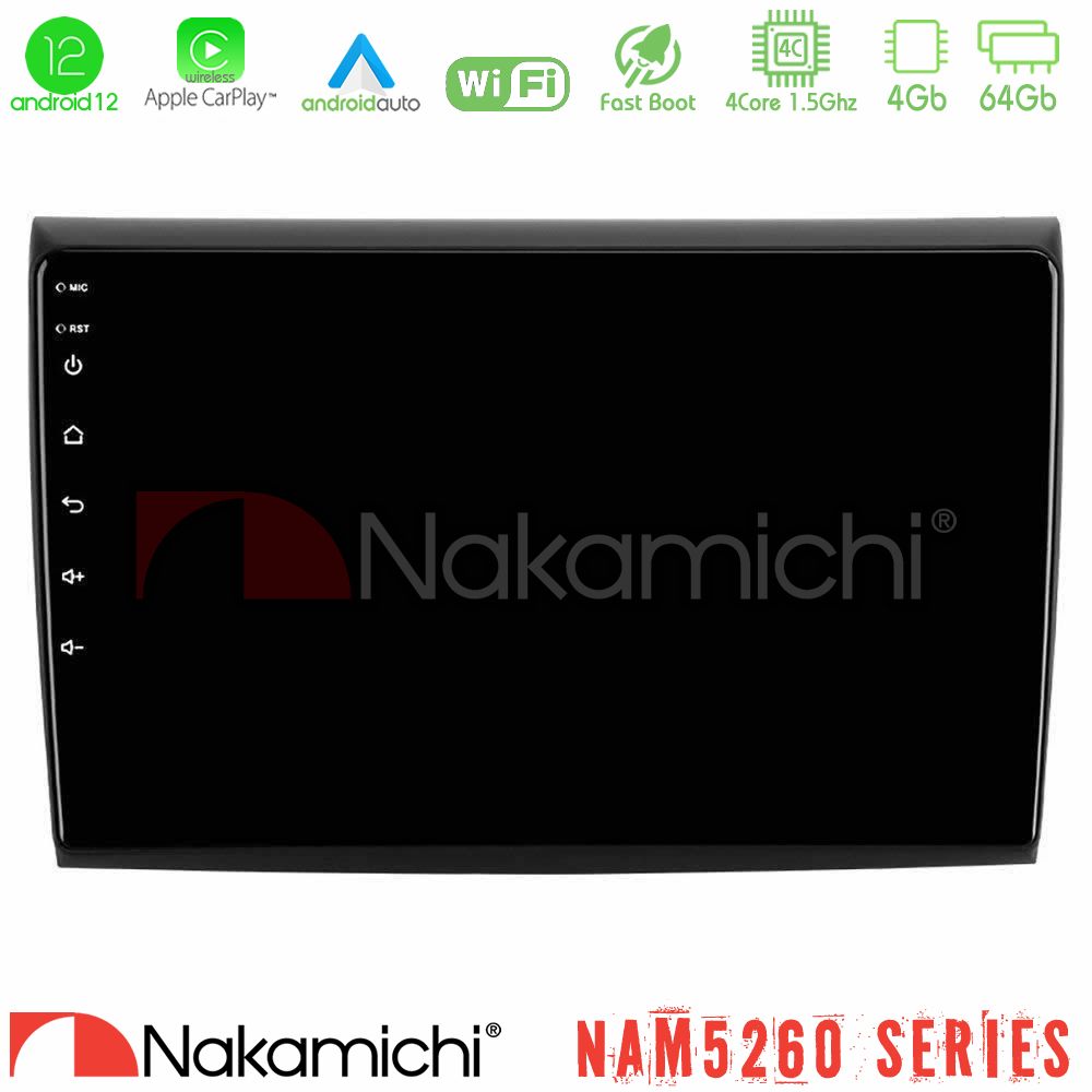 Nakamichi NAM5260 Series 4Core Android12 4+64GB Fiat Bravo Navigation Multimedia Tablet 9" Με Carplay & Android Auto