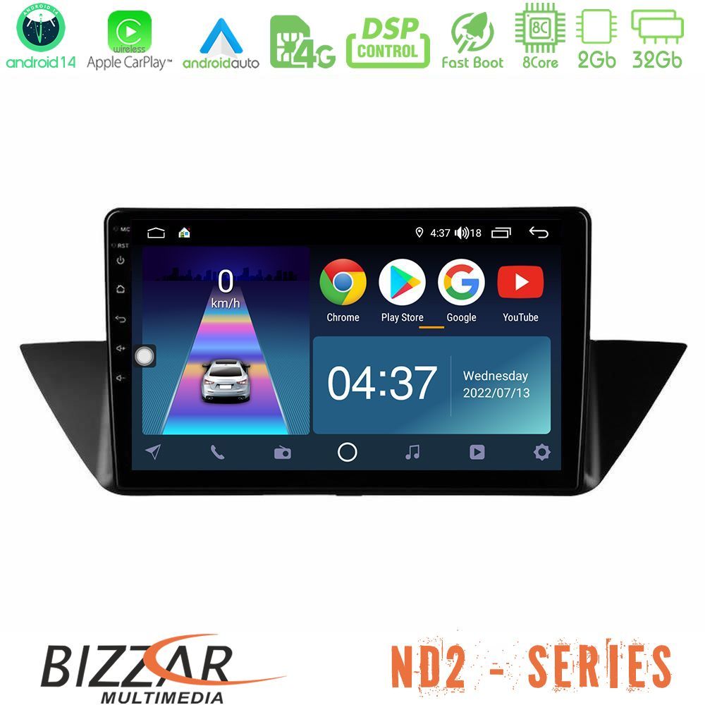 Bizzar ND2 Series 8Core Android14 2+32GB  BMW Χ1 E84 Navigation Multimedia Tablet 10" Με Carplay & Android Auto