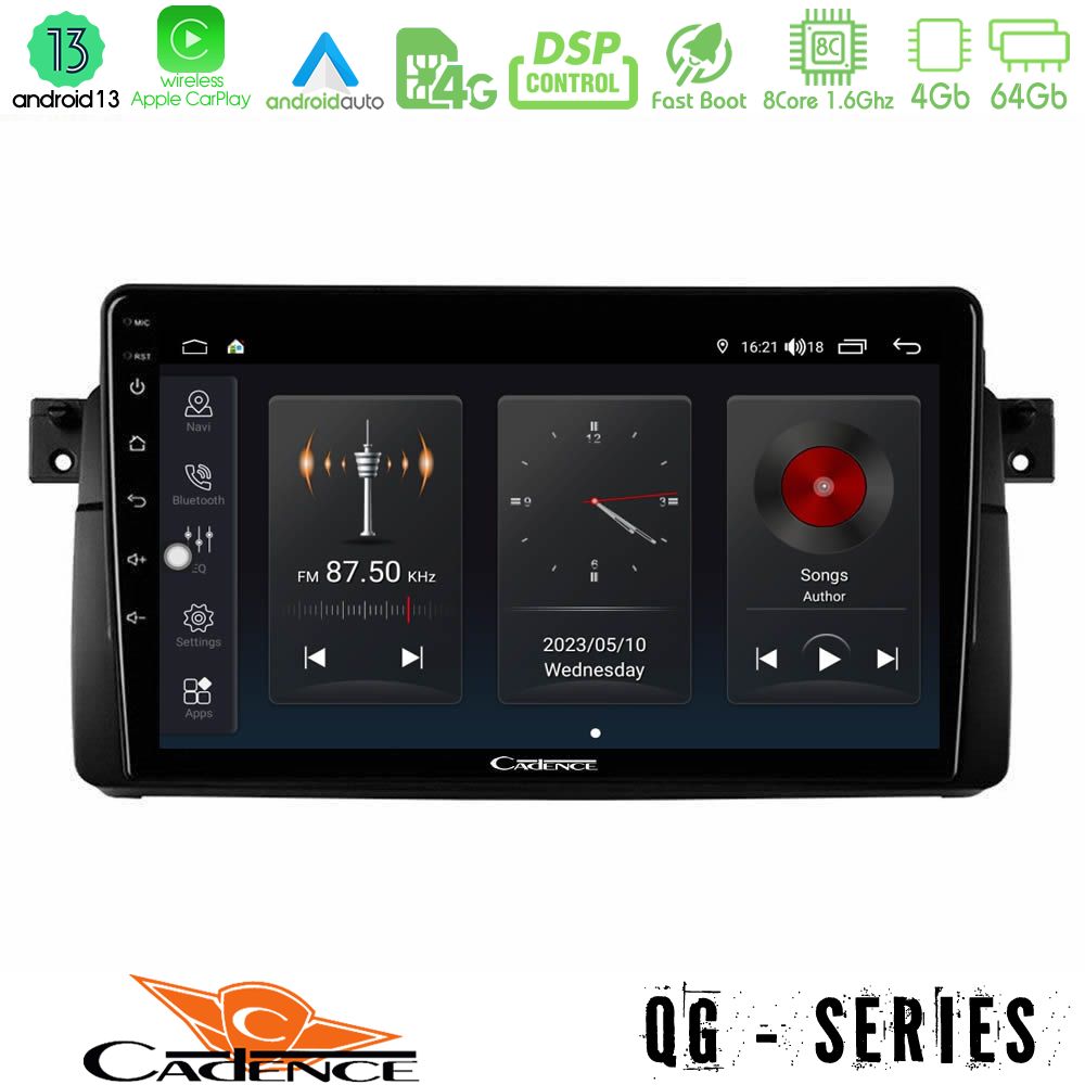 Cadence QG Series 8Core Android13 4+64GB BMW E46 Navigation Multimedia Tablet 9"