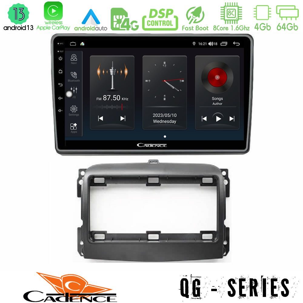 Cadence QG Series 8Core Android13 4+64GB Fiat 500L Navigation Multimedia Tablet 10"