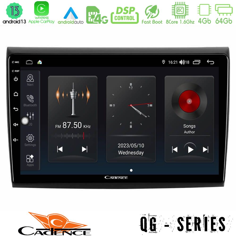 Cadence QG Series 8Core Android13 4+64GB Fiat Bravo Navigation Multimedia Tablet 9"