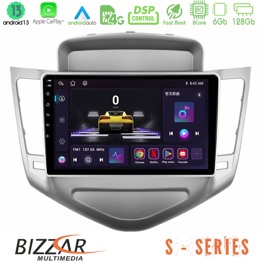 Bizzar S Series Chevrolet Cruze 2009-2012 8core Android13 6+128GB Navigation Multimedia Tablet 9"