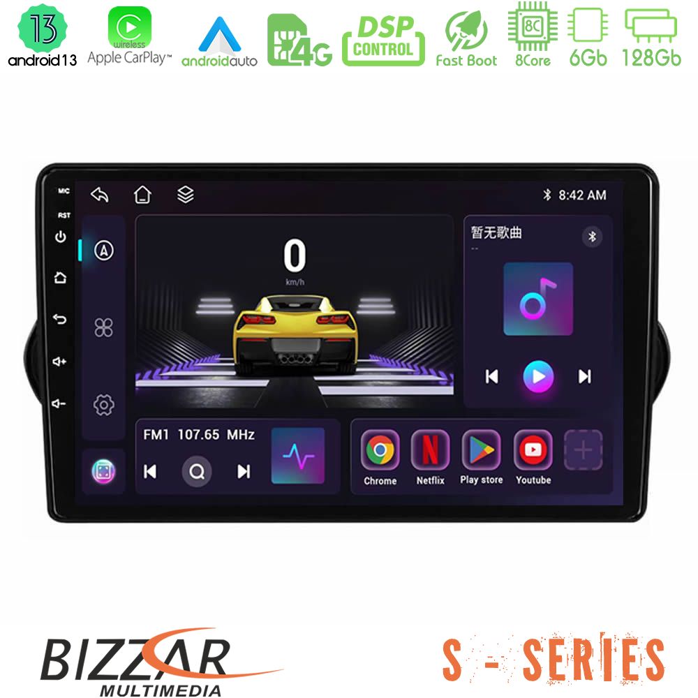 Bizzar S Series Fiat Tipo 2015-2022  8Core Android13 6+128GB Navigation Multimedia Tablet 9"