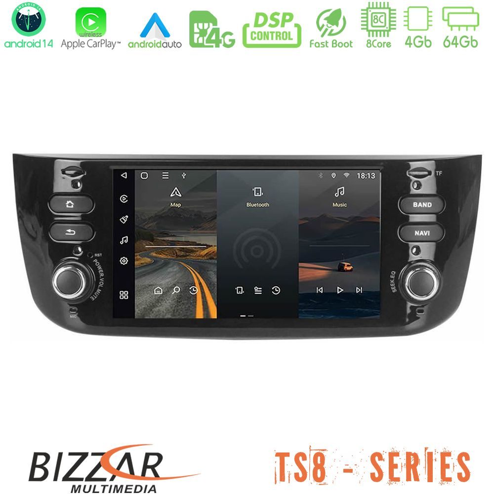 Bizzar Fiat Punto Evo 2009-2011 8core Android14 4+64GB Navigation Multimedia Deckless 7" με Carplay/AndroidAuto (OEM Style)