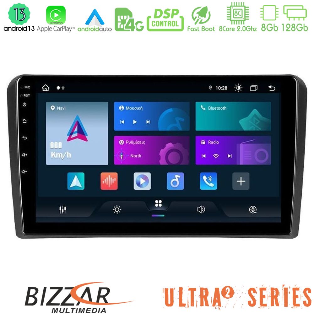 Bizzar Ultra Series Audi A3 8P 8core Android13 8+128GB Navigation Multimedia Tablet 9"