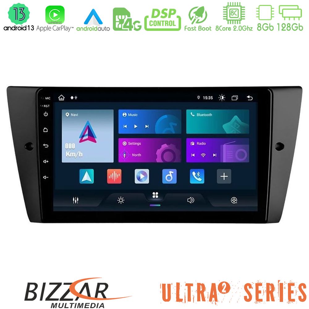 Bizzar Ultra Series BMW 3 Series 2006-2011 8core Android13 8+128GB Navigation Multimedia Tablet 9"