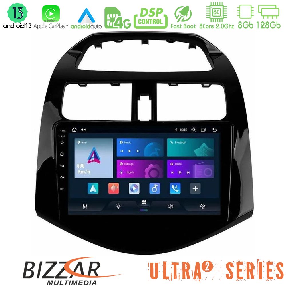 Bizzar Ultra Series Chevrolet Spark 2009-2015 8core Android13 8+128GB Navigation Multimedia Tablet 9"