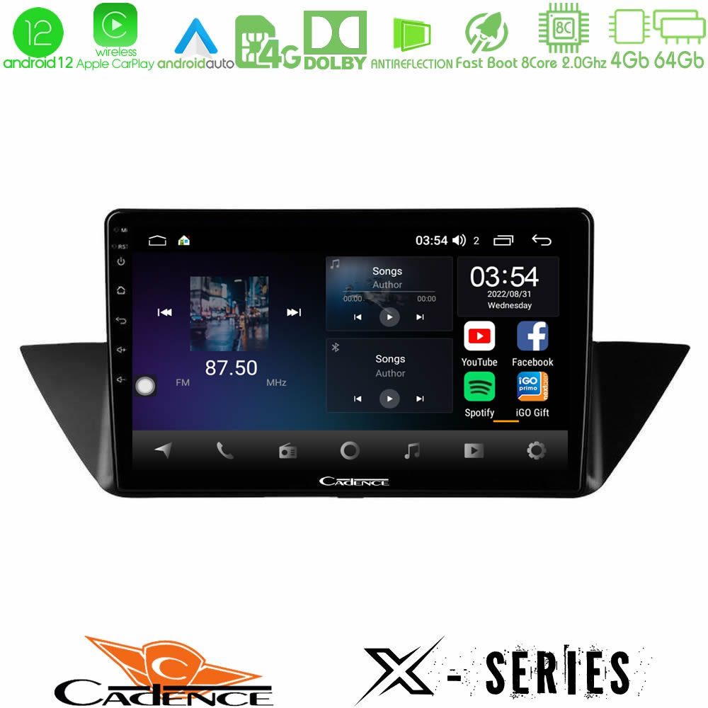 Cadence X Series BMW Χ1 E84 8Core Android12 4+64GB Navigation Multimedia Tablet 10"