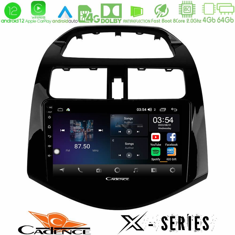 Cadence X Series Chevrolet Spark 2009-2015 8core Android12 4+64GB Navigation Multimedia Tablet 9"