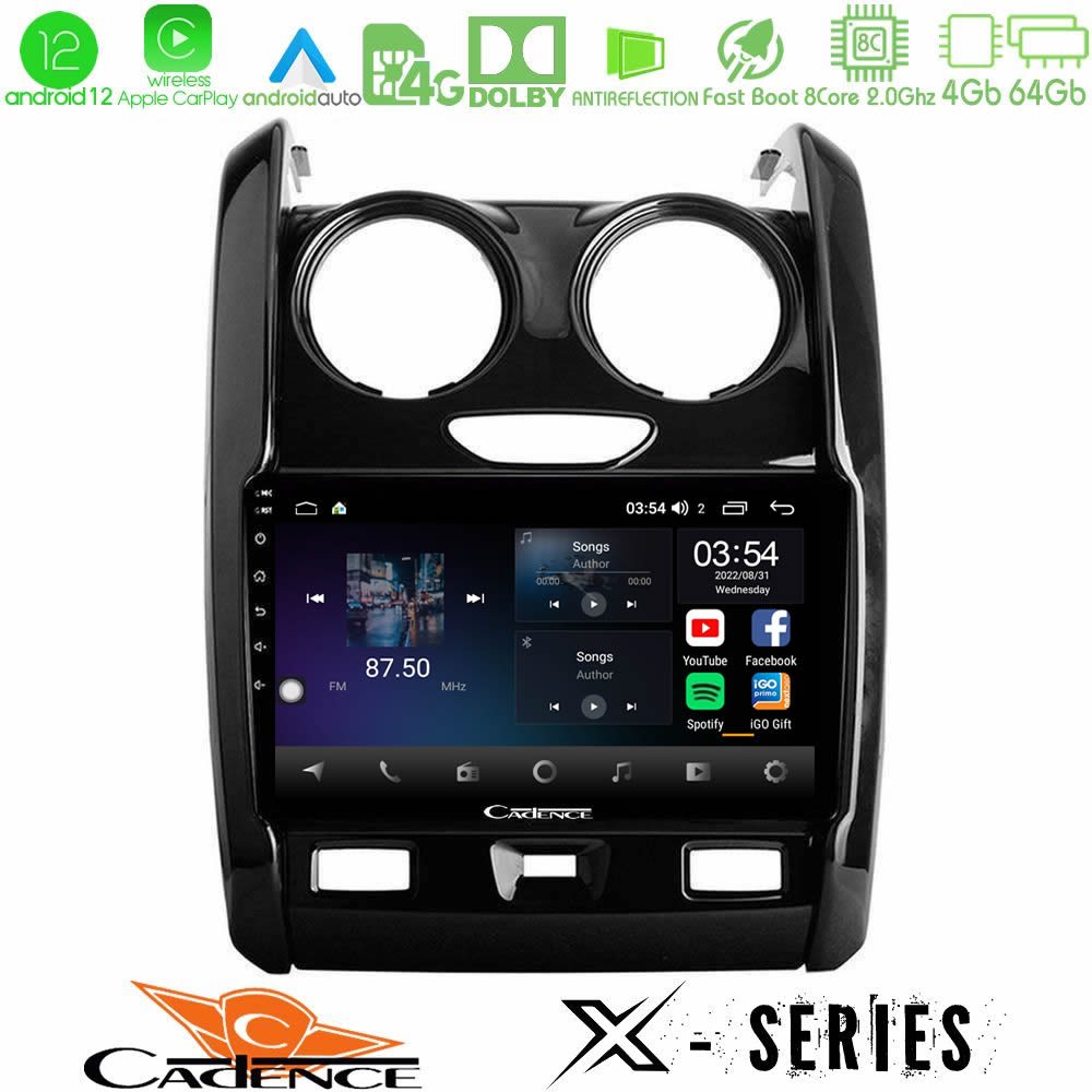 Cadence X Series Dacia Duster 2014-2018 8Core Android12 4+64GB Navigation Multimedia Tablet 9"