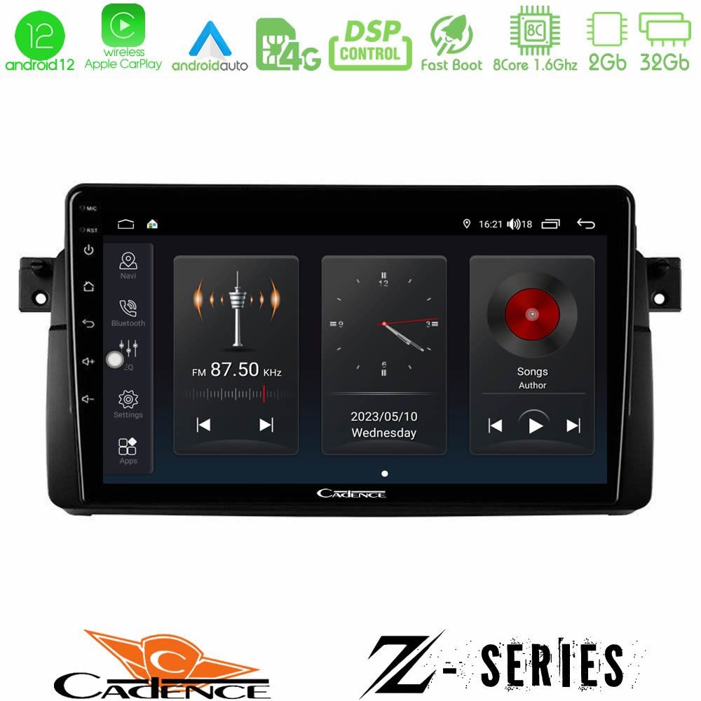 Cadence Z Series BMW E46 8core Android12 2+32GB Navigation Multimedia Tablet 9"