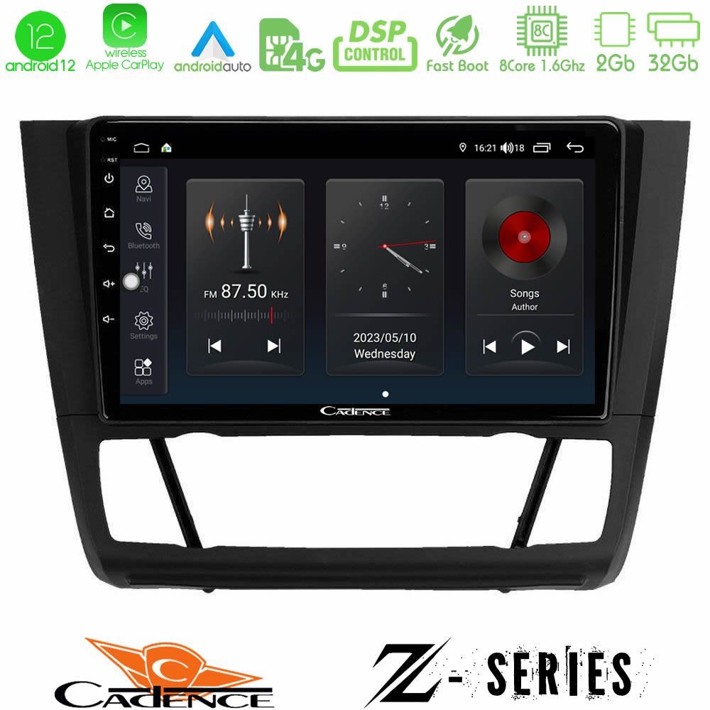 Cadence Z Series BMW 1Series E81/E82/E87/E88 (AUTO A/C) 8core Android12 2+32GB Navigation Multimedia Tablet 9"