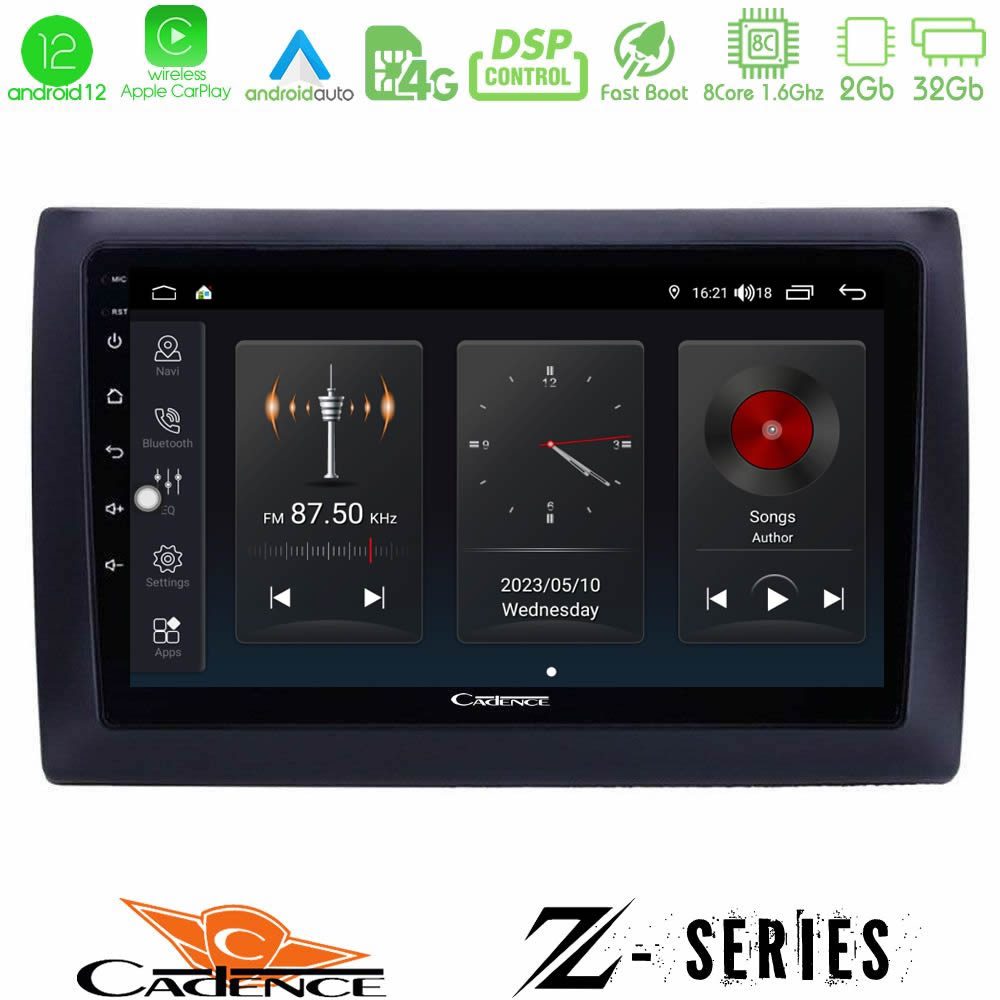 Cadence Z Series Fiat Stilo 8core Android12 2+32GB Navigation Multimedia Tablet 9"