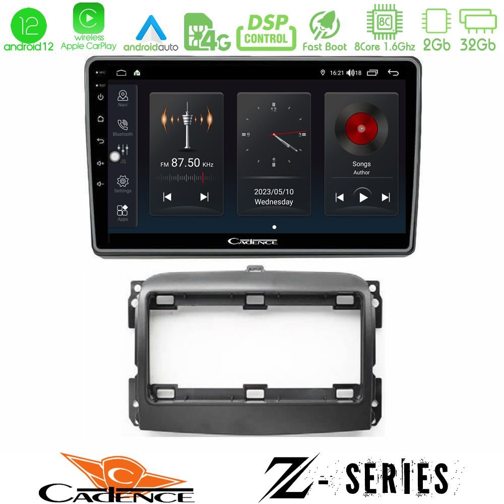 Cadence Z Series Fiat 500L 8core Android12 2+32GB Navigation Multimedia Tablet 10"