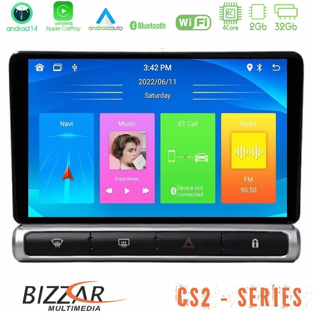 Bizzar CS2 Series 4Core Android14 2+32GB Citroen C3 2016-> Navigation Multimedia Tablet 9"  Με Carplay & Android Auto