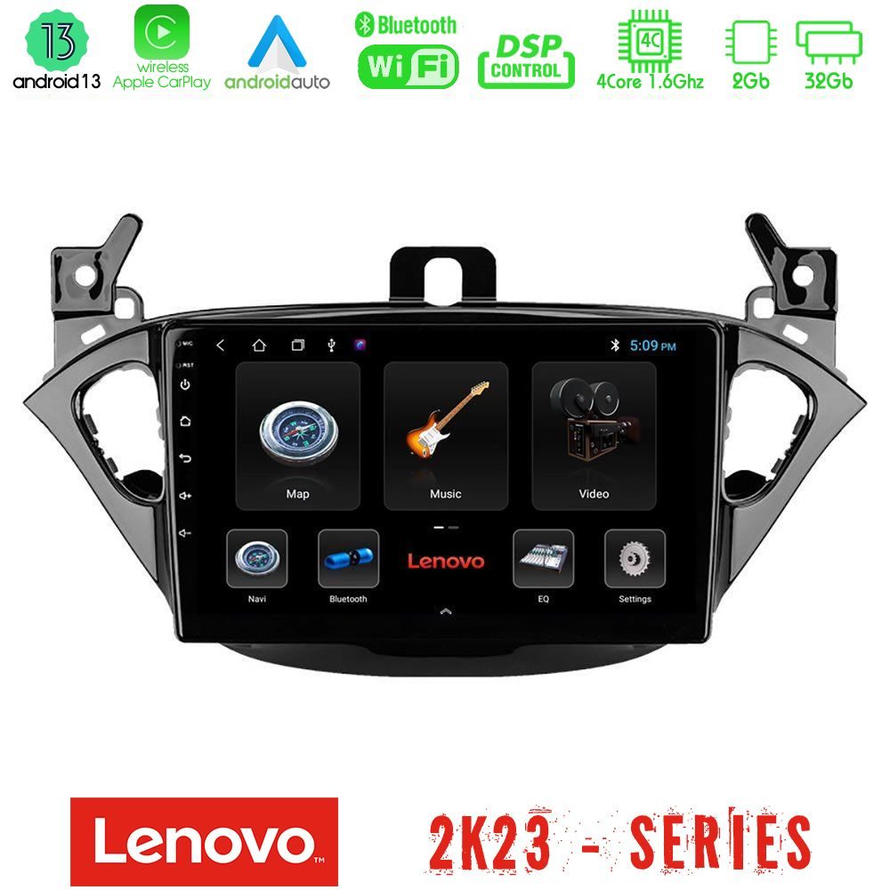 Lenovo Car Pad Opel Corsa E/Adam 4Core Android 13 2+32GB Navigation Multimedia Tablet 9"