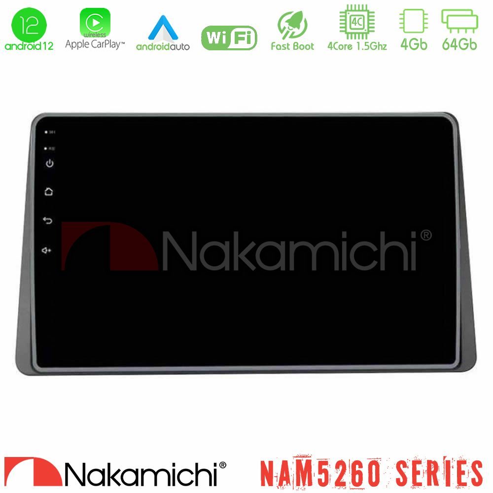 Nakamichi NAM5260 Series 4Core Android12 4+64GB Dacia Duster 2019-> Navigation Multimedia Tablet 10" Με Carplay & Android Auto