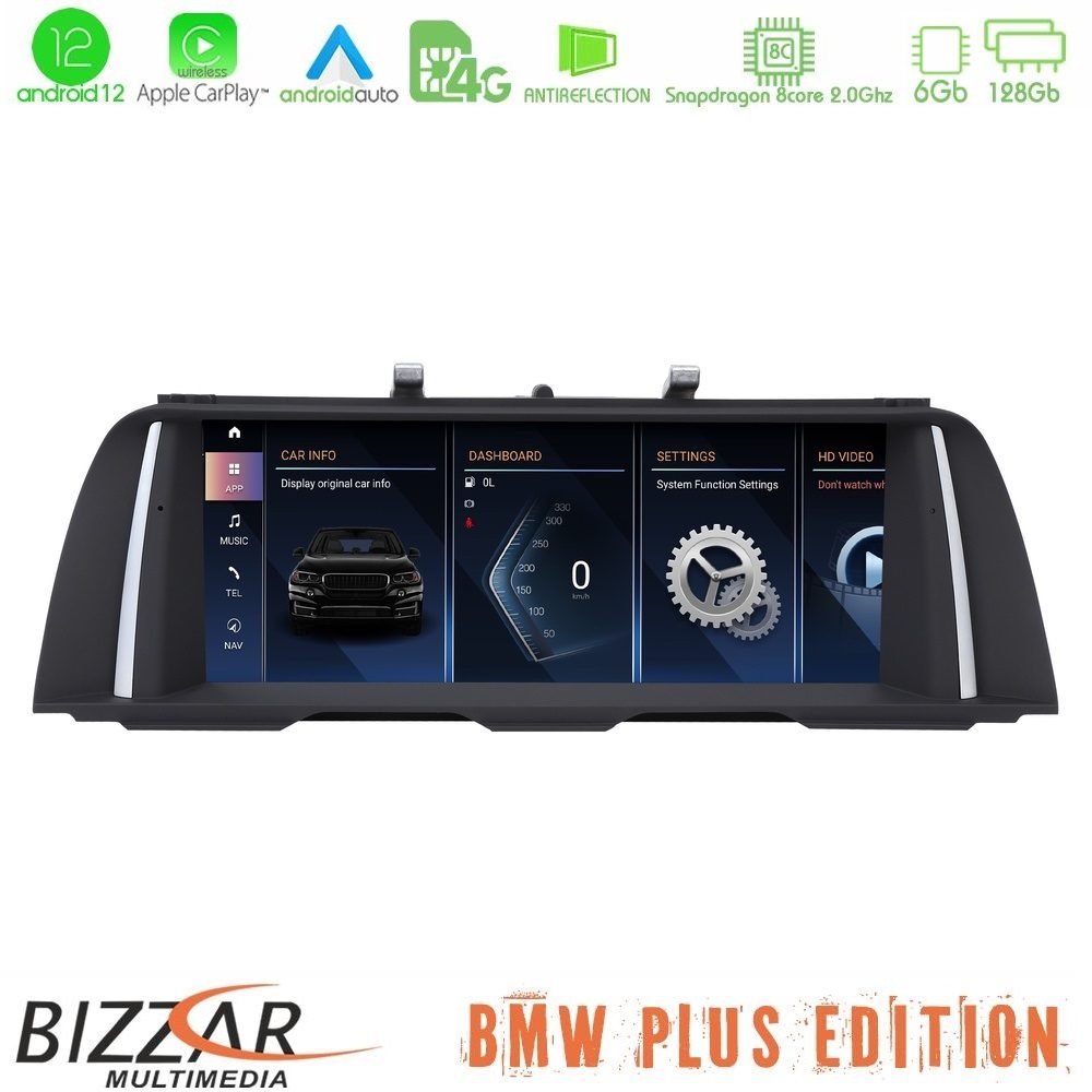 BMW 5 Series F10/F11 CIC Android12 8Core (6+128GB) Navigation Multimedia 10.25" HD Black Panel (OEM Style)