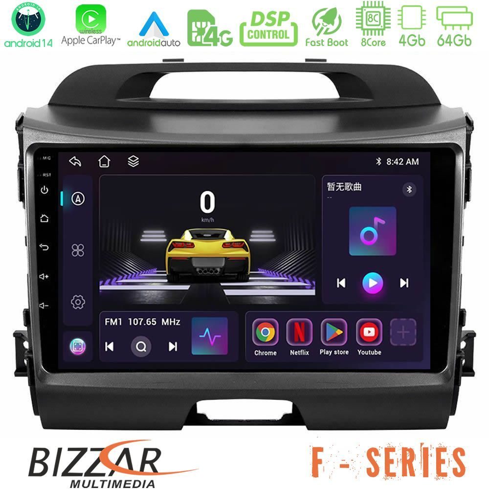 Bizzar F Series 8Core Android14 4+64GB  Kia Sportage Navigation Multimedia Tablet 9" Με Carplay & Android Auto