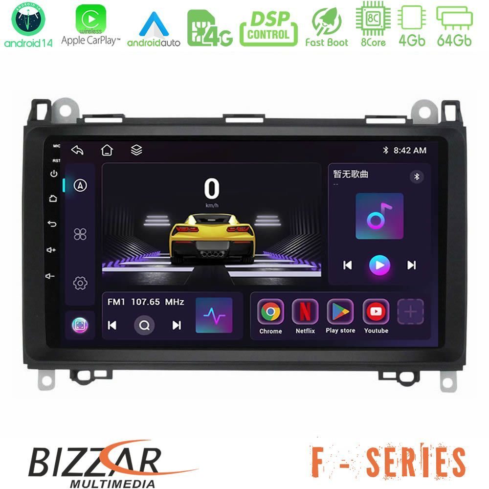 Bizzar F Series 8Core Android14 4+64GB  Mercedes A/B/Vito/Sprinter Class Navigation Multimedia Tablet 9" Με Carplay & Android Auto