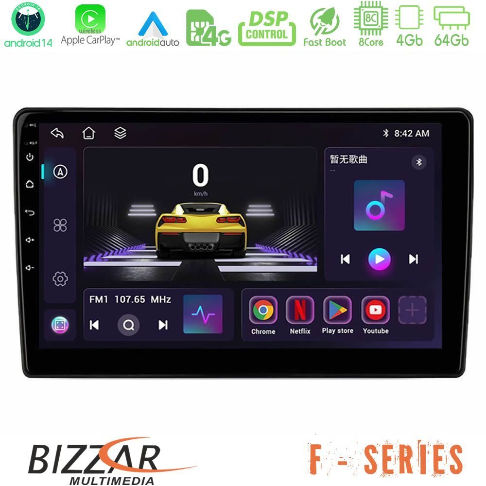Bizzar F Series 8Core Android14 4+64GB  Opel Astra/Corsa/Antara/Zafira Navigation Multimedia Tablet 9"  Με Carplay & Android Auto (Μαύρο)