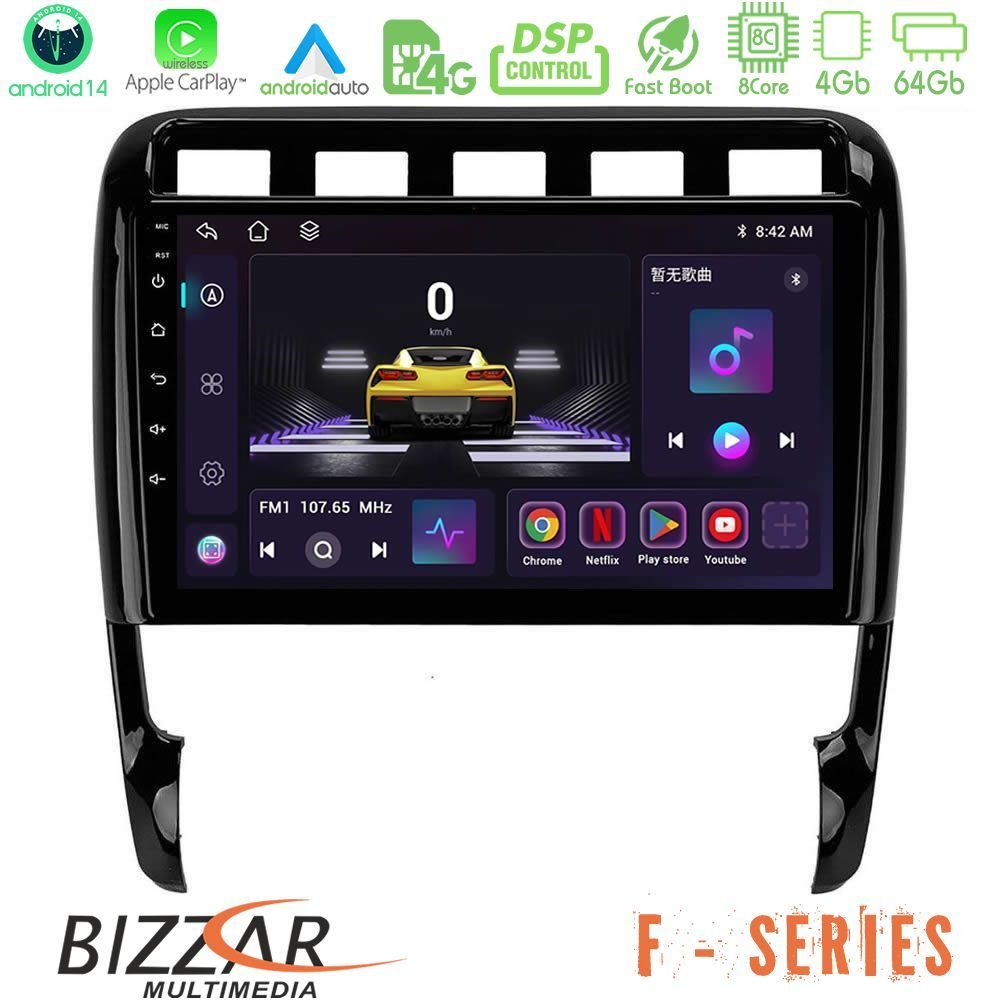 Bizzar F Series 8Core Android14 4+64GB  Porsche Cayenne 2003-2010 Navigation Multimedia Tablet 9" Με Carplay & Android Auto