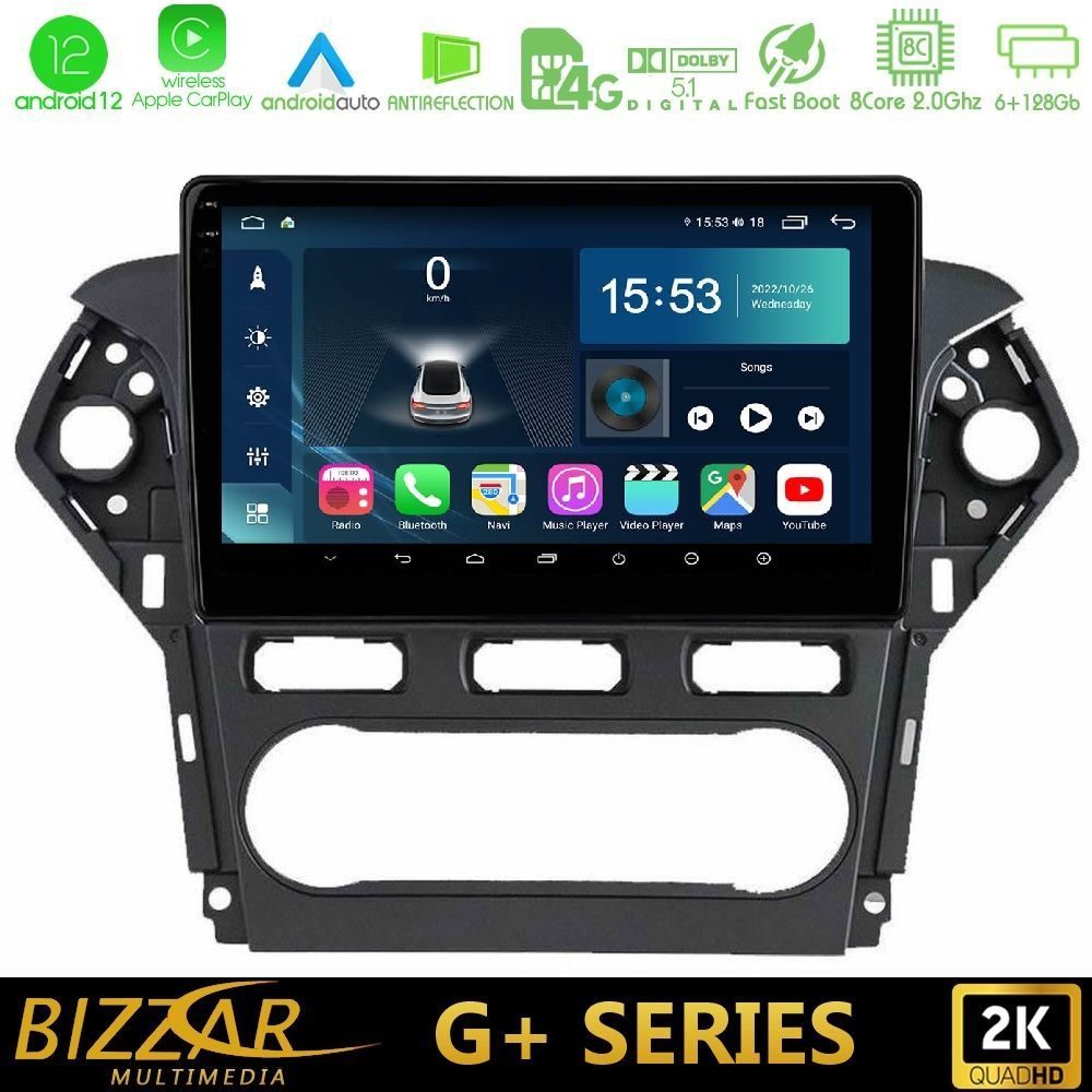 Bizzar G+ Series Ford Mondeo 2011-2014 8core Android12 6+128GB Navigation Multimedia Tablet 9"