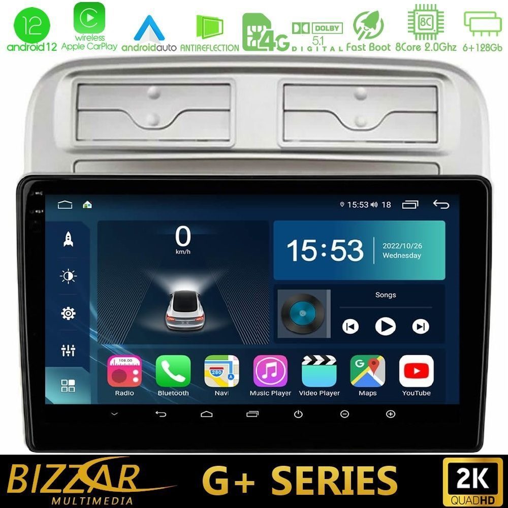 Bizzar G+ Series Fiat Grande Punto 2006-2011 8core Android12 6+128GB Navigation Multimedia Tablet 9"