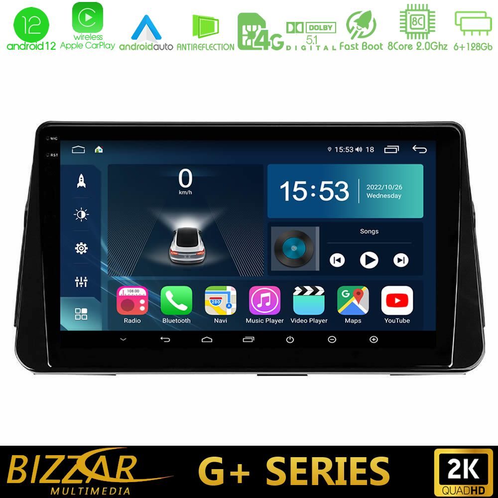 Bizzar G+ Series Nissan Micra K14 8core Android12 6+128GB Navigation Multimedia Tablet 9"