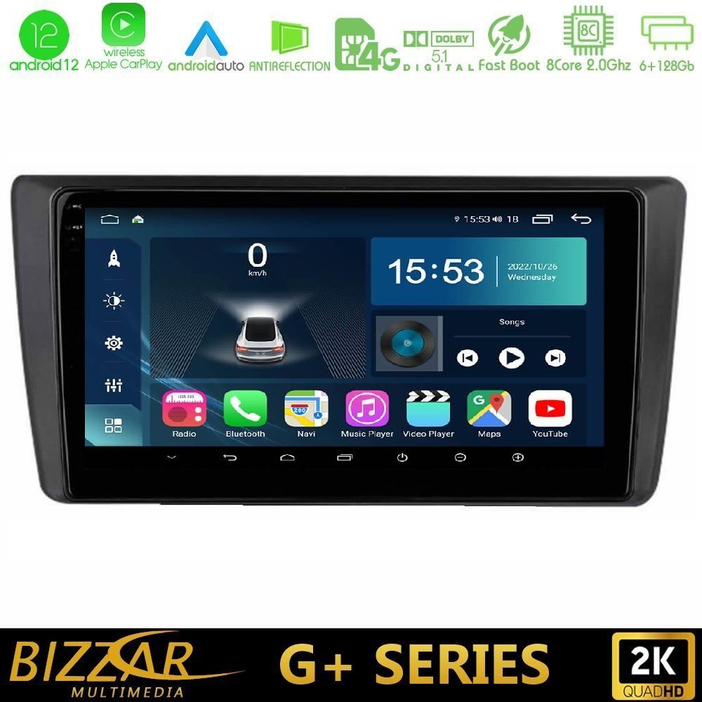Bizzar G+ Series Skoda Octavia 2004-2012 8core Android12 6+128GB Navigation Multimedia Tablet 9"