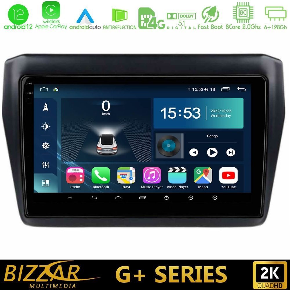 Bizzar G+ Series Suzuki Swift 2017-2023 8core Android12 6+128GB Navigation Multimedia Tablet 9"