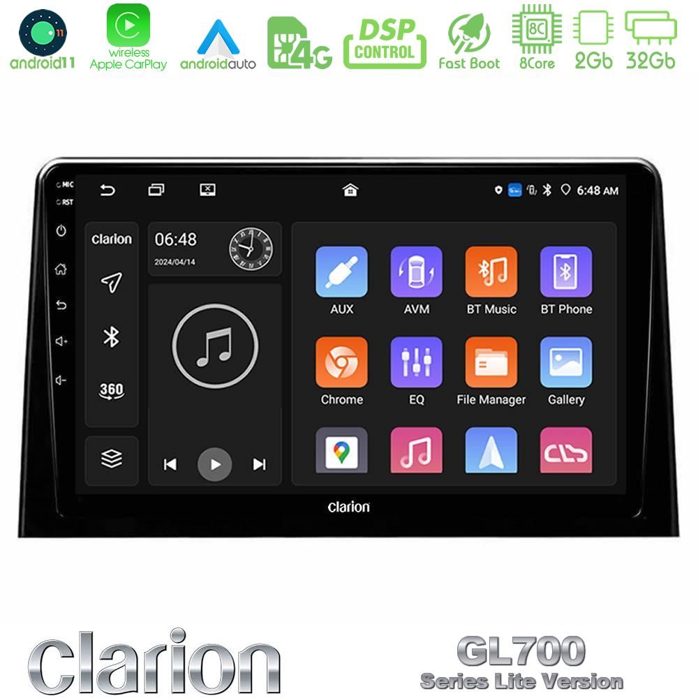 Clarion GL700 Lite Series 8Core Android11 2+32GB Peugeot Partner / Citroen Berlingo 2020-> Navigation Multimedia Tablet 10" Με Carplay & Android Auto