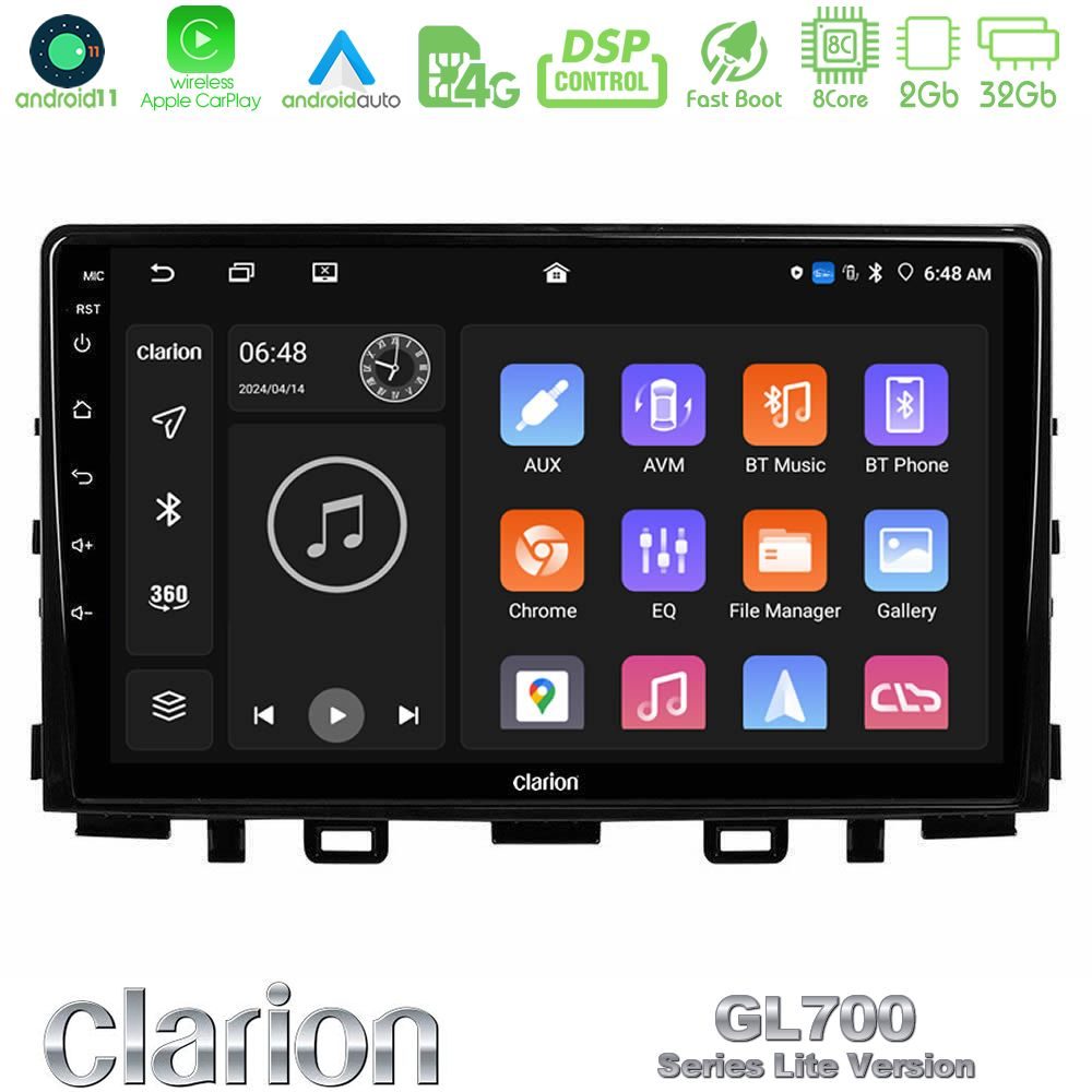 Clarion GL700 Lite Series 8Core Android11 2+32GB Kia Stonic Navigation Multimedia Tablet 9" Με Carplay & Android Auto