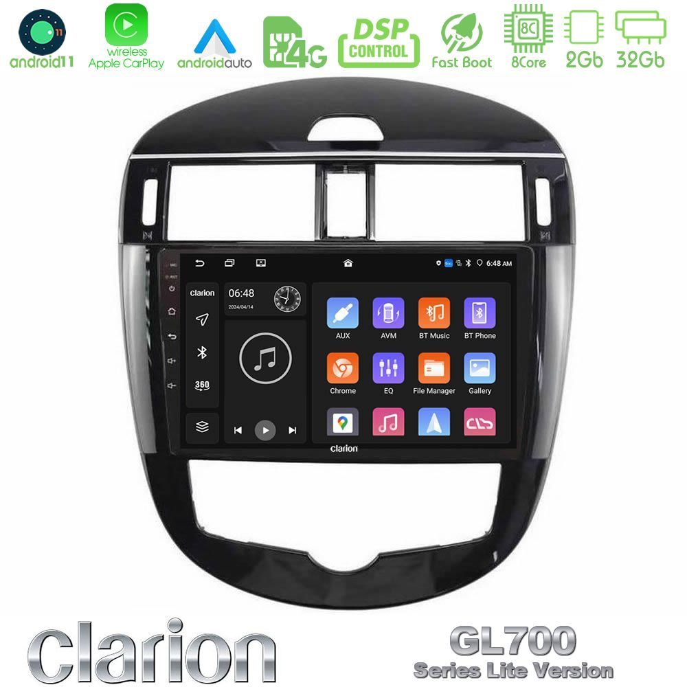 Clarion GL700 Lite Series 8Core Android11 2+32GB Nissan Pulsar 2015-2018 Navigation Multimedia Tablet 9" Με Carplay & Android Auto