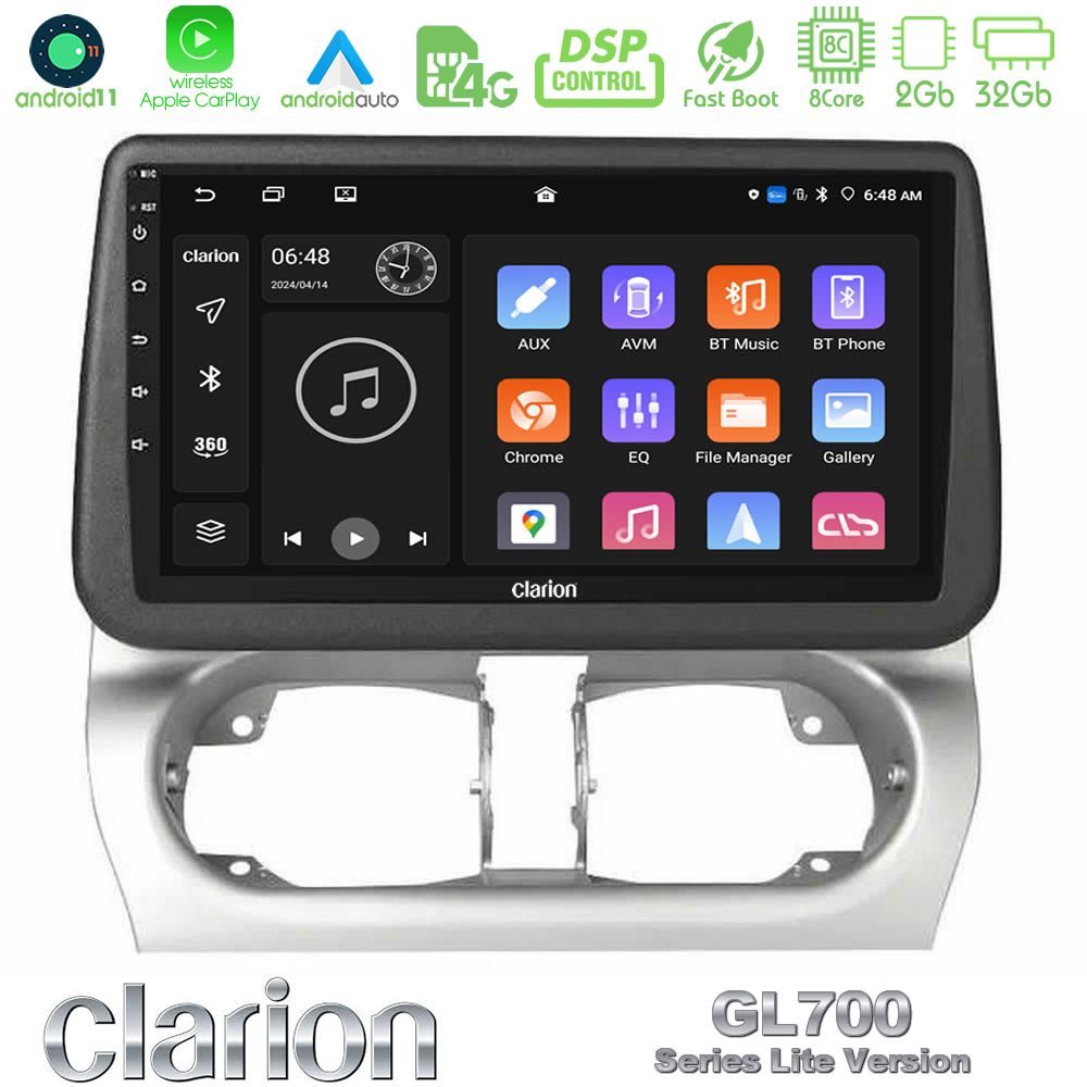 Clarion GL700 Lite Series Opel Corsa C/Combo C 8Core Android11 2+32GB Navigation Multimedia Tablet 9" Με Carplay & Android Auto