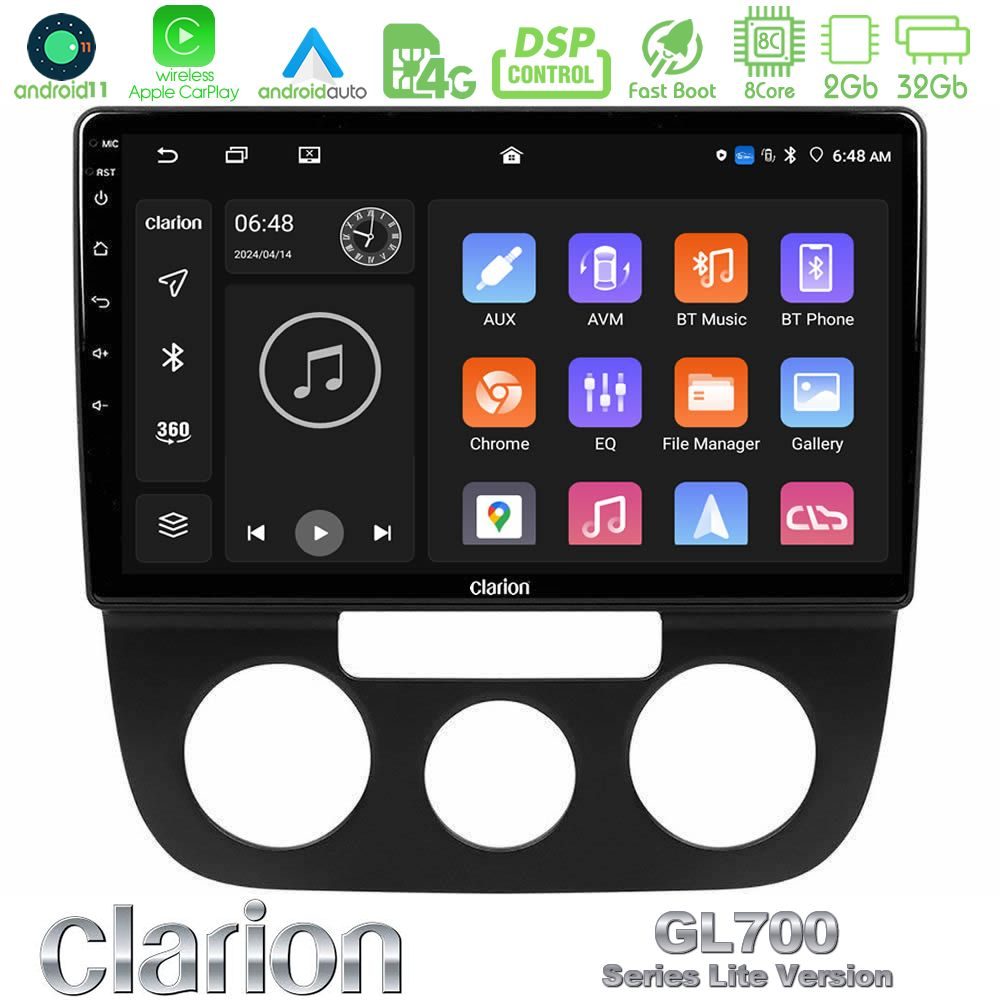 Clarion GL700 Lite Series 8Core Android11 2+32GB VW Jetta Navigation Multimedia Tablet 10" Με Carplay & Android Auto