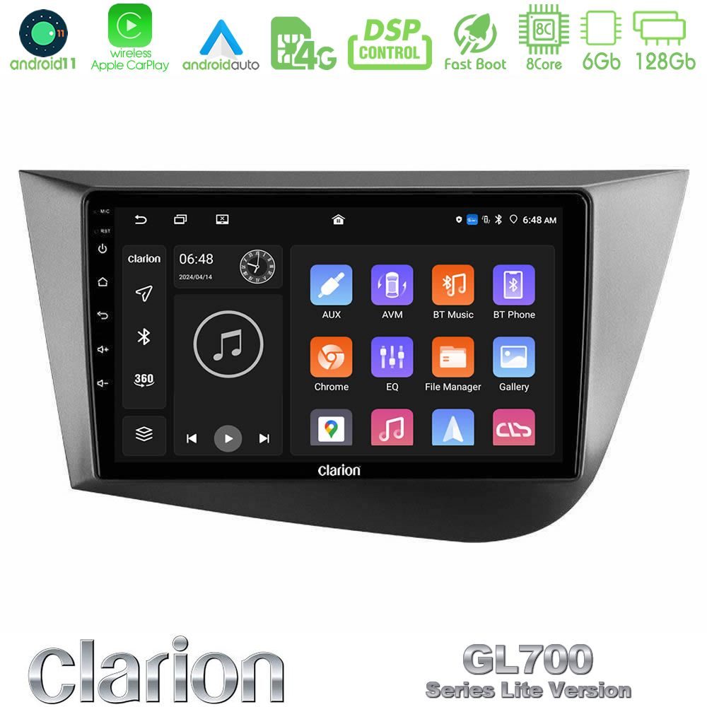 Clarion GL700 Lite Series 8Core Android11 6+128GB Seat Leon Navigation Multimedia Tablet 9" Με Carplay & Android Auto