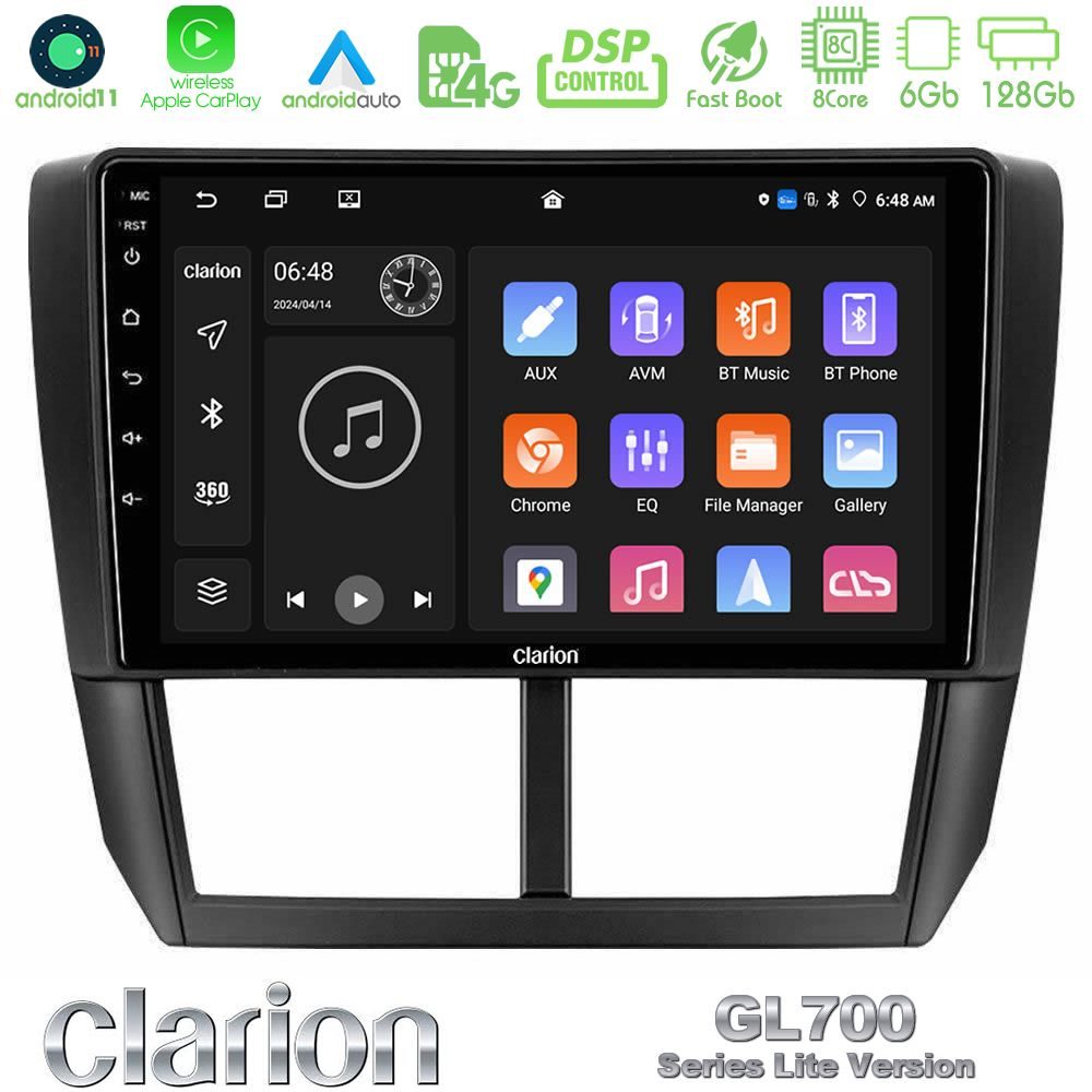 Clarion GL700 Lite Series 8Core Android11 6+128GB Subaru Forester Navigation Multimedia Tablet 9" Με Carplay & Android Auto