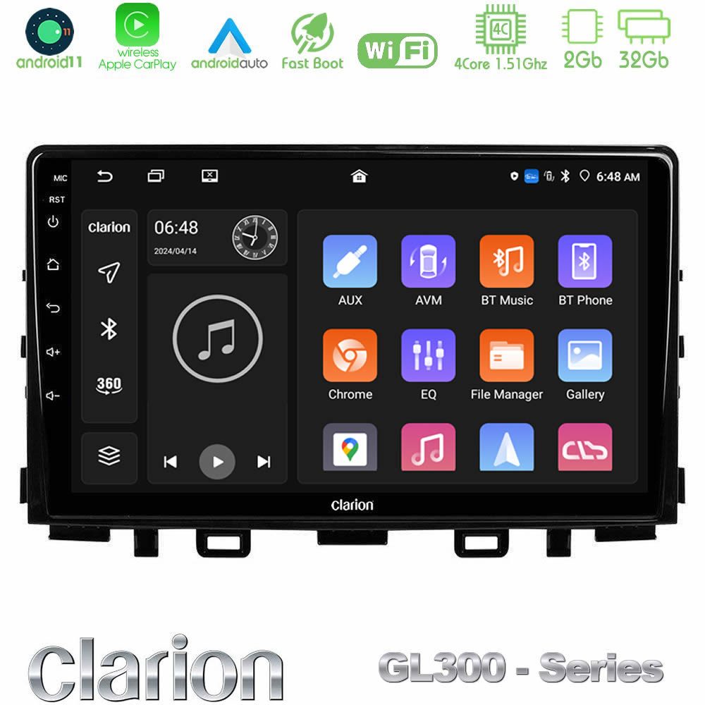 Clarion GL300 Series 4Core Android11 2+32GB Kia Stonic Navigation Multimedia Tablet 9" Με Carplay & Android Auto