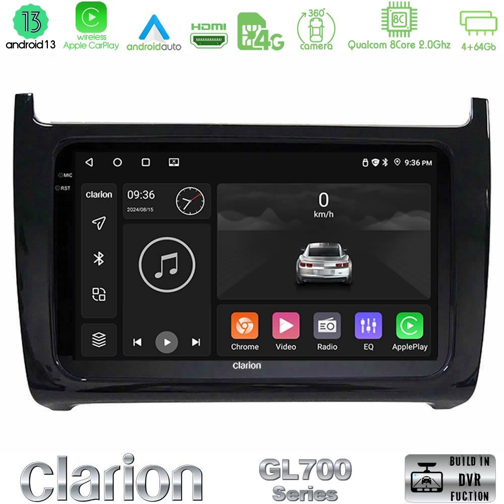 Clarion GL700 Series 8Core Android13 4+64GB Vw Polo Navigation Multimedia Tablet 9" Με Carplay & Android Auto