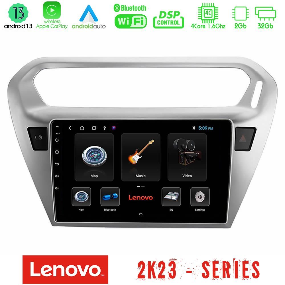 Lenovo Car Pad Citroen C-Elysee / Peugeot 301 4Core Android 13 2+32GB Navigation Multimedia Tablet 9"