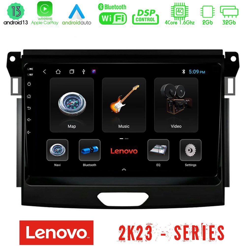 Lenovo Car Pad Ford Ranger 2017-2022 4Core Android 13 2+32GB Navigation Multimedia Tablet 9"