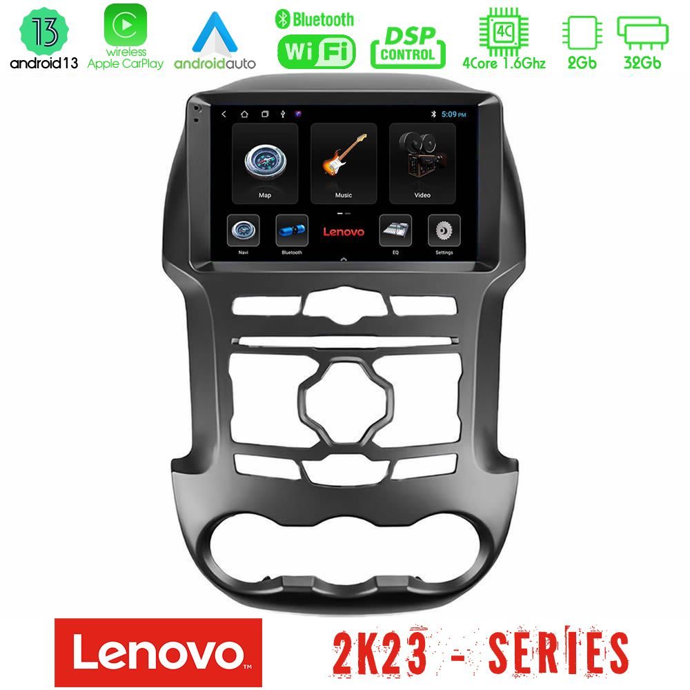 Lenovo Car Pad Ford Ranger 2012-2016 4Core Android 13 2+32GB Navigation Multimedia Tablet 9"