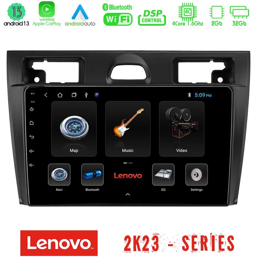 Lenovo Car Pad Ford Fiesta/Fusion 4Core Android 13 2+32GB Navigation Multimedia Tablet 9"