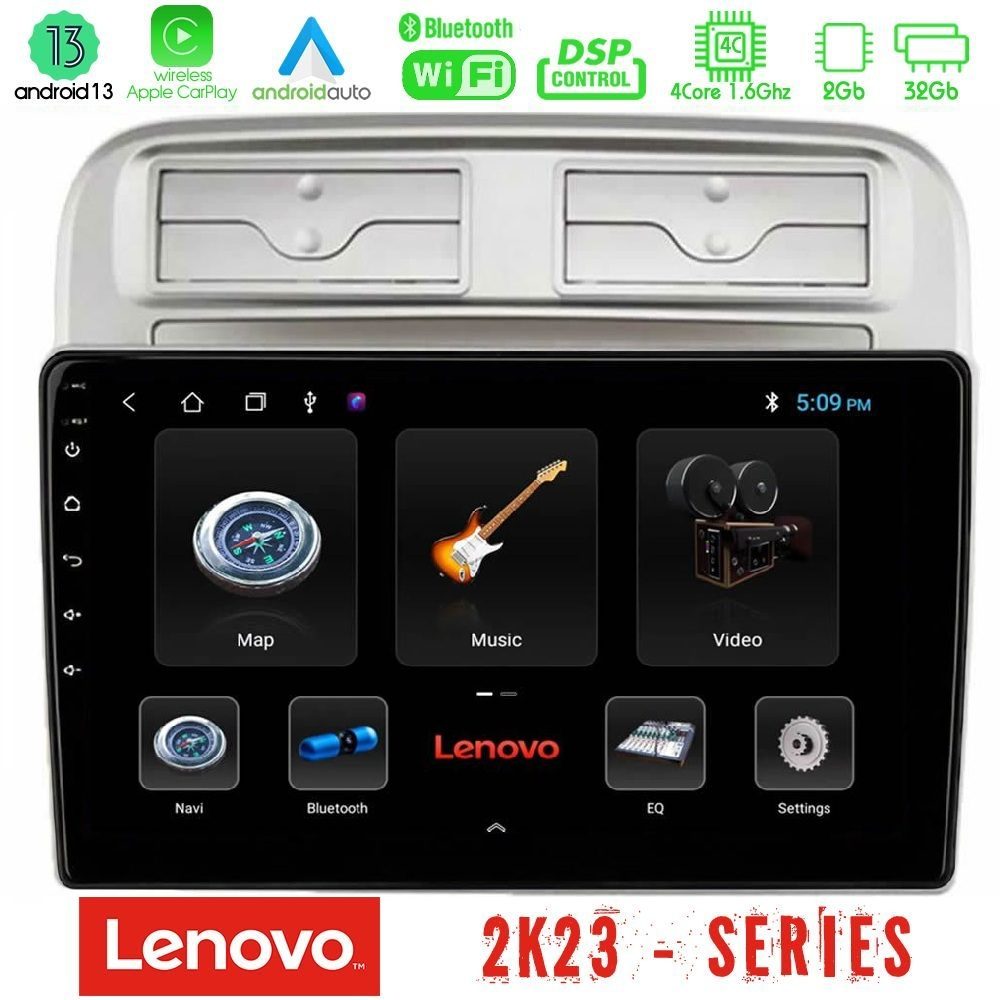 Lenovo Car Pad Fiat Grande Punto 2006-2011 4Core Android 13 2+32GB Navigation Multimedia Tablet 9"