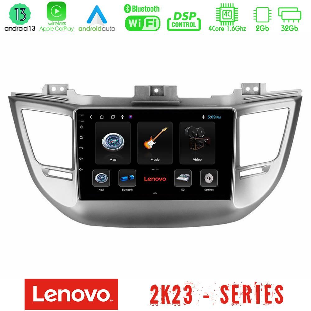 Lenovo Car Pad Hyundai Tucson 2015-2018 4Core Android 13 2+32GB Navigation Multimedia Tablet 9"