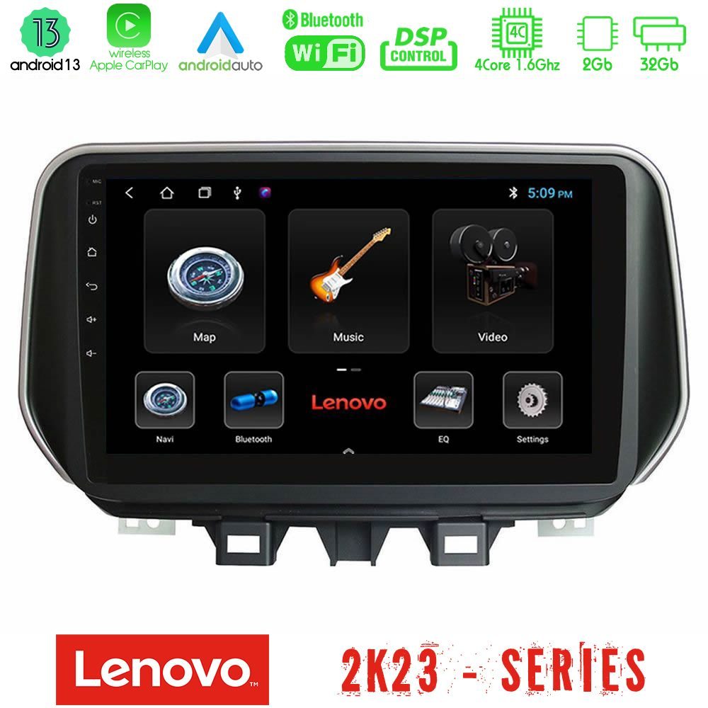 Lenovo Car Pad Hyundai Tucson 2019-> 4Core Android 13 2+32GB Navigation Multimedia Tablet 9"
