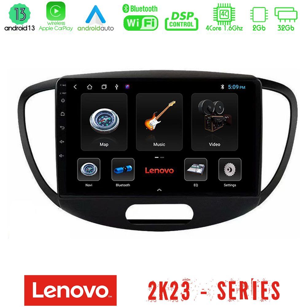 Lenovo Car Pad Hyundai i10 2008-2014 4Core Android 13 2+32GB Navigation Multimedia Tablet 9"