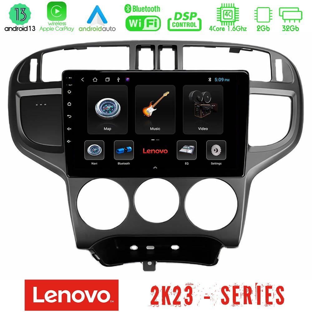 Lenovo Car Pad Hyundai Matrix 2001-2010 4Core Android 13 2+32GB Navigation Multimedia Tablet 9"