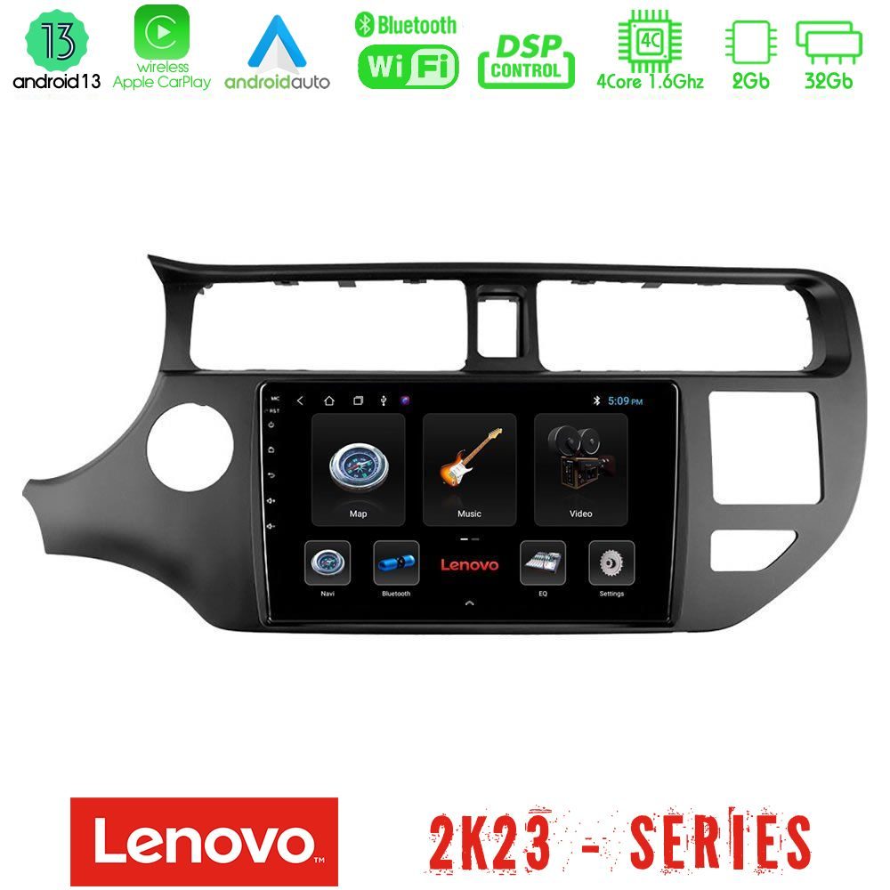 Lenovo Car Pad Kia Rio 2011-2015 4Core Android 13 2+32GB Navigation Multimedia Tablet 9"